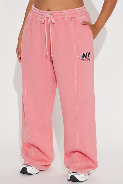 Meet In Manhattan Washed Pants - Pink