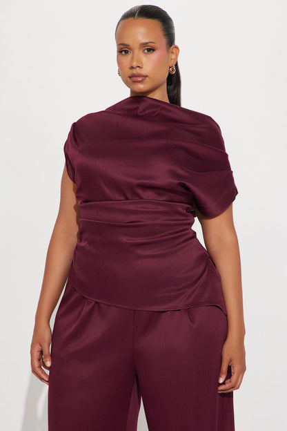 Poised To Perfection Pant Set - Wine