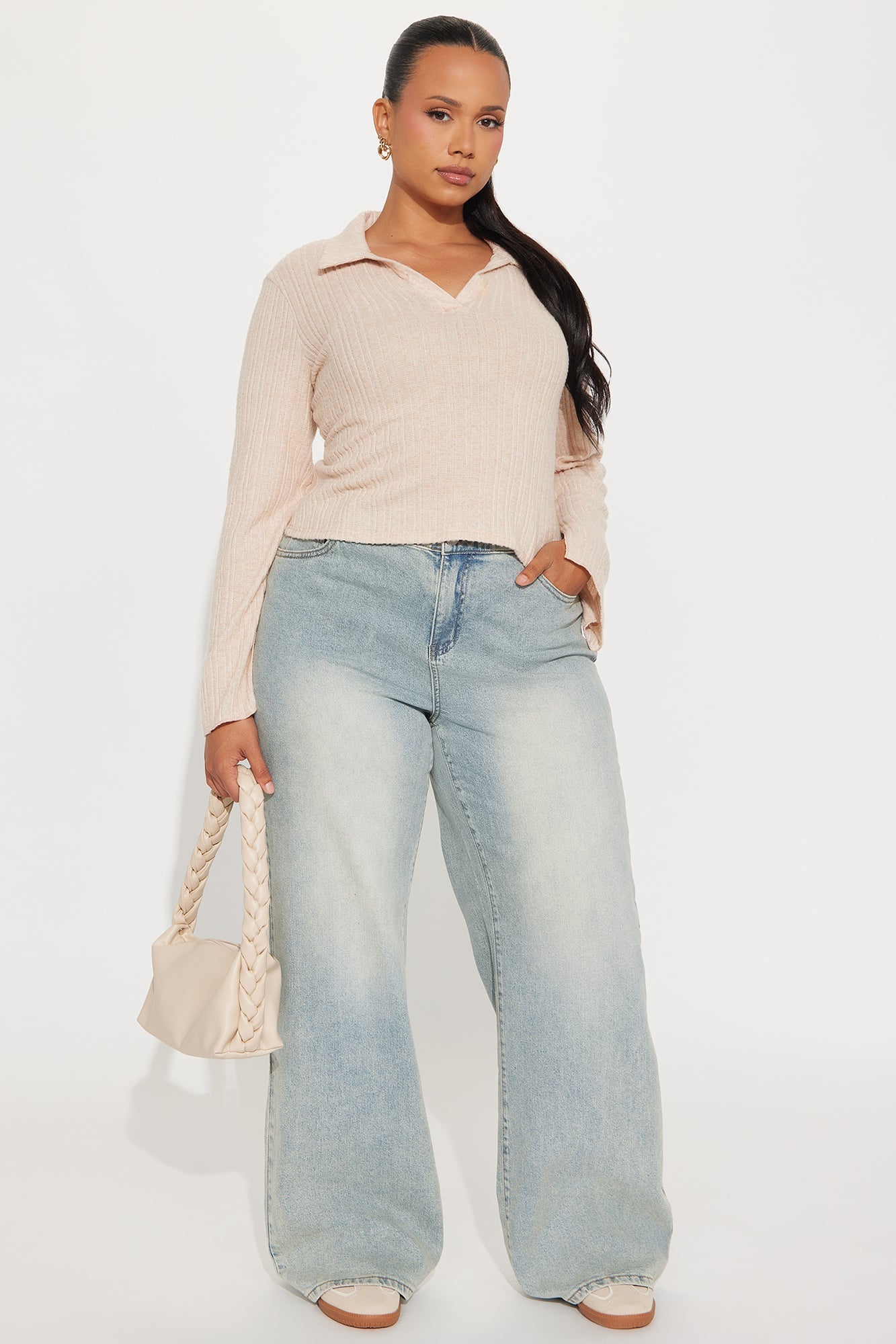 Monday Reports Long Sleeve Polo Top - Sand