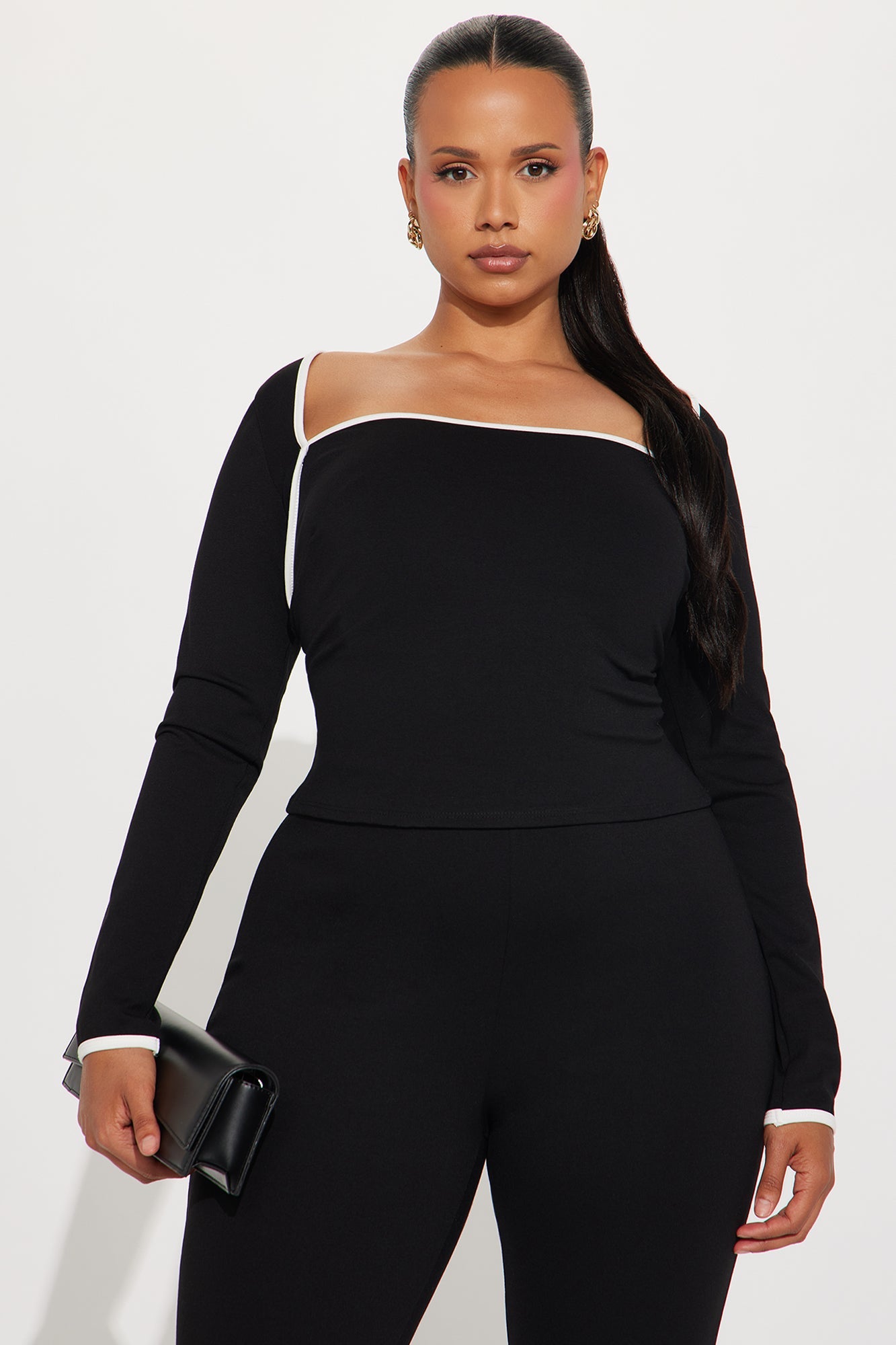 Bri Skinny Leg Pant Set - Black/White