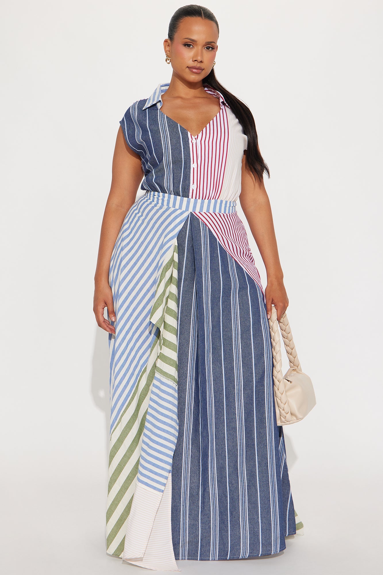Verona Striped Shirt Maxi Dress - Blue/combo