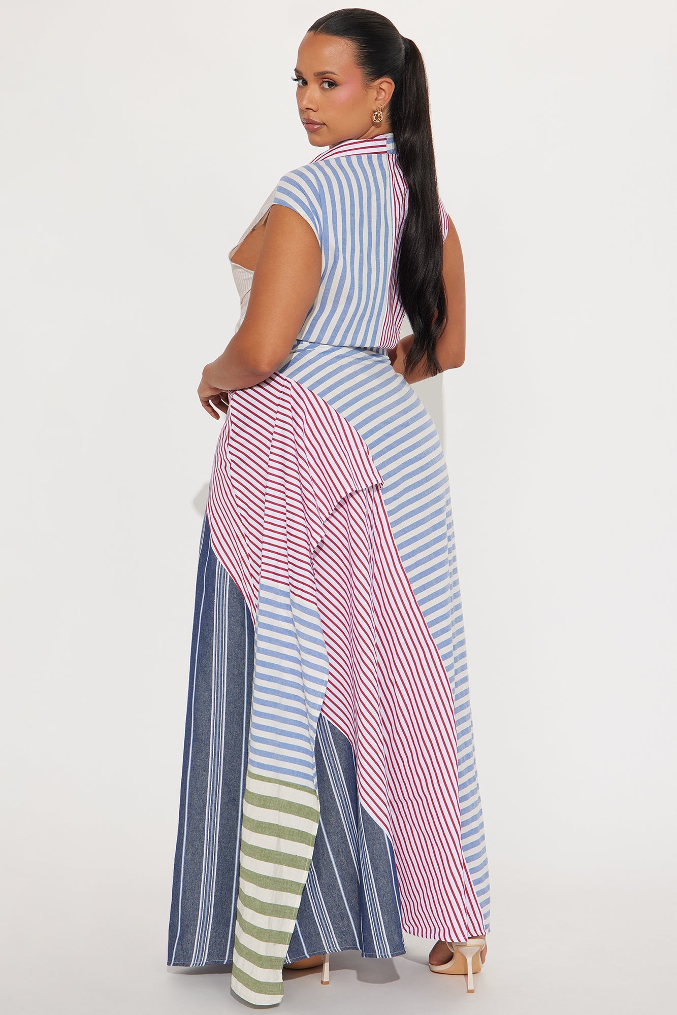 Verona Striped Shirt Maxi Dress - Blue/combo