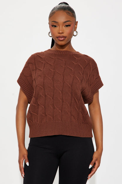 Calm Vibes Sweater Vest - Chocolate