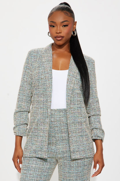 High Priority Knit Tweed Blazer Pant Set - Multi Color