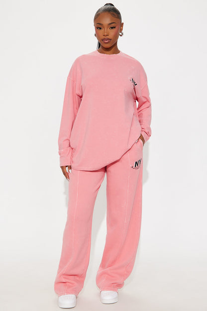 Meet In Manhattan Washed Pants - Pink