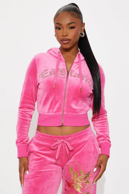 Ed Hardy Tattoo Eagle Velour Pant Set - Pink