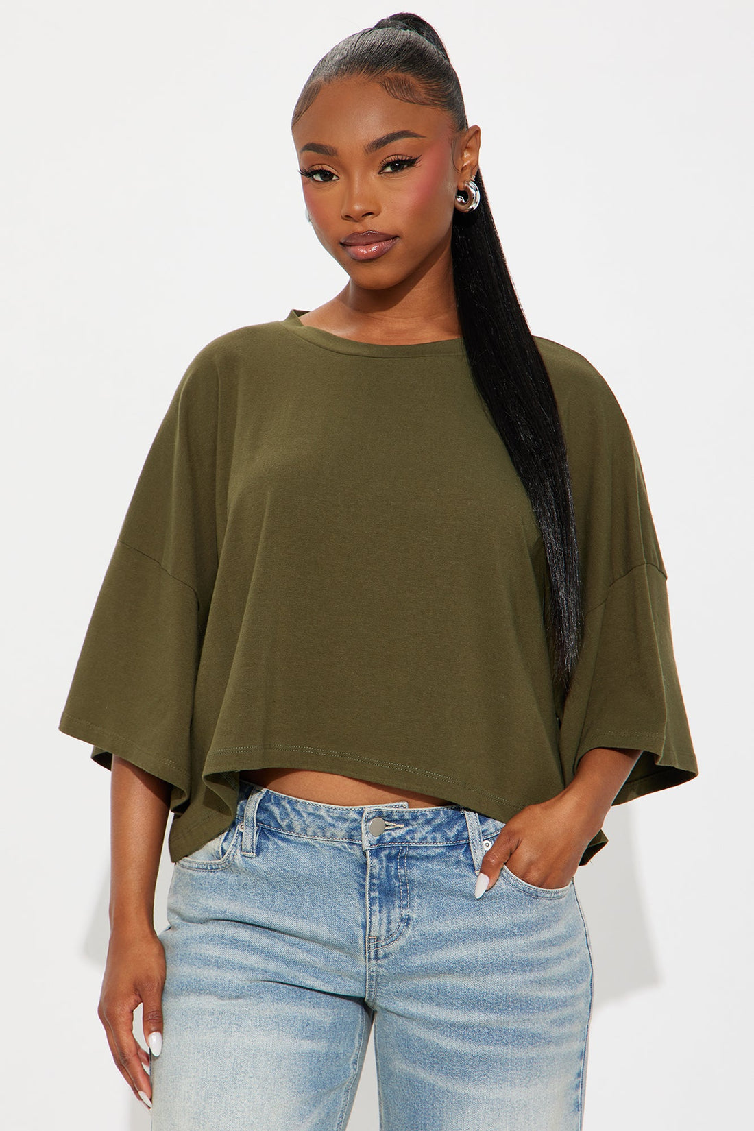 Blakely Boxy Wide Fit Short Sleeve Tshirt - Olive