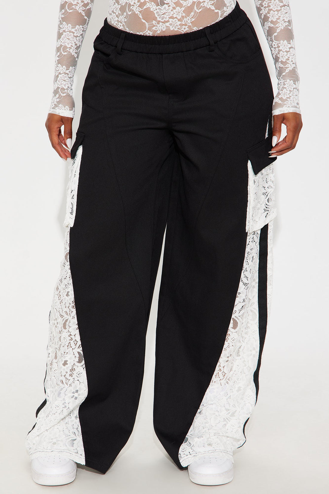 Willow Wide Leg Lace Track Pant 33″ - Black