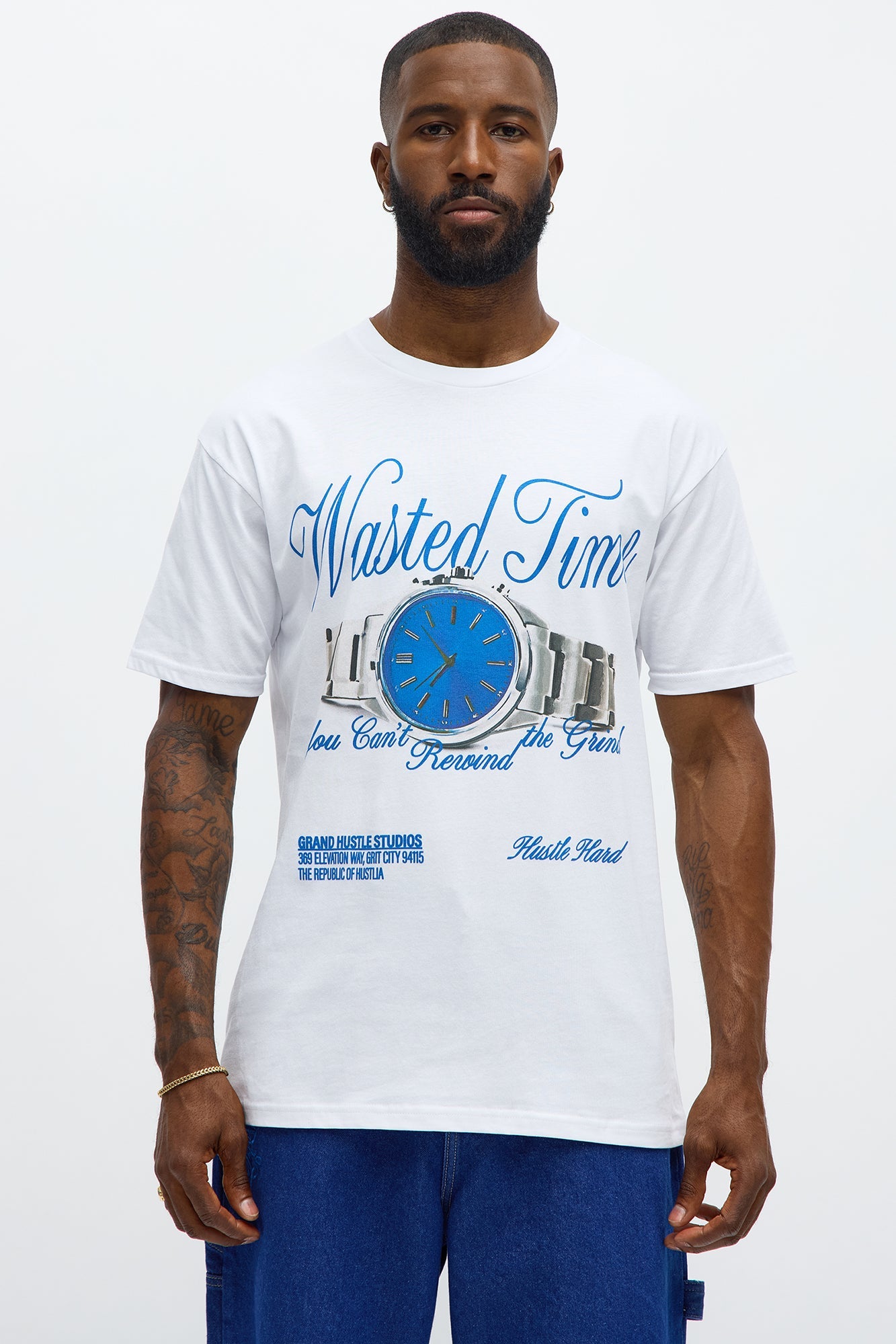 Stop Wasting Time Hustle Short Sleeve Tee - White