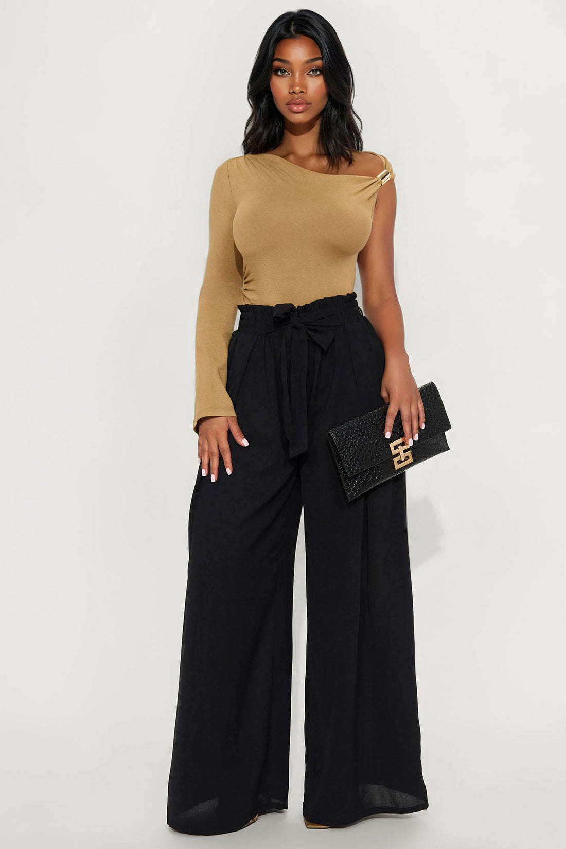 Ella High Rise Wide Leg Pant - Black