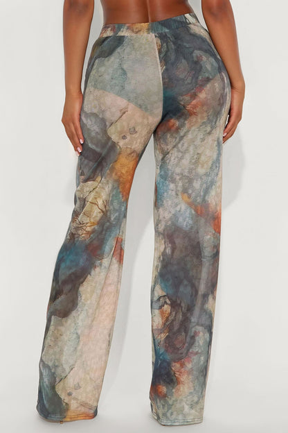 Janice Mesh High Rise Flare Pant 33 - Blue/combo