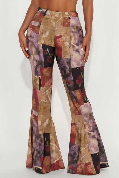 Winnie Abstract Floral Flare Pant 34″ - Multi Color