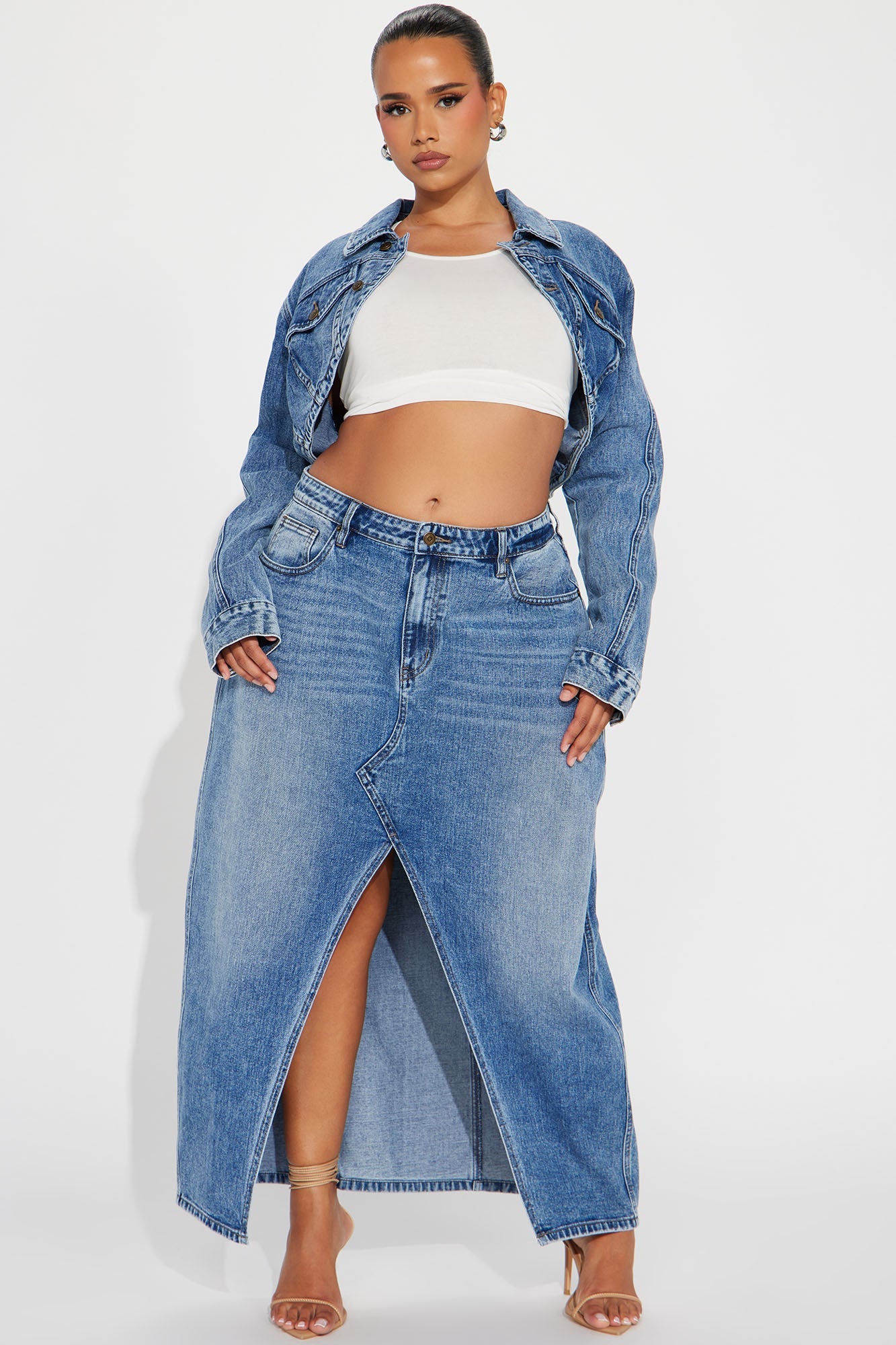 Lone Pine Denim Maxi Skirt - Medium Wash