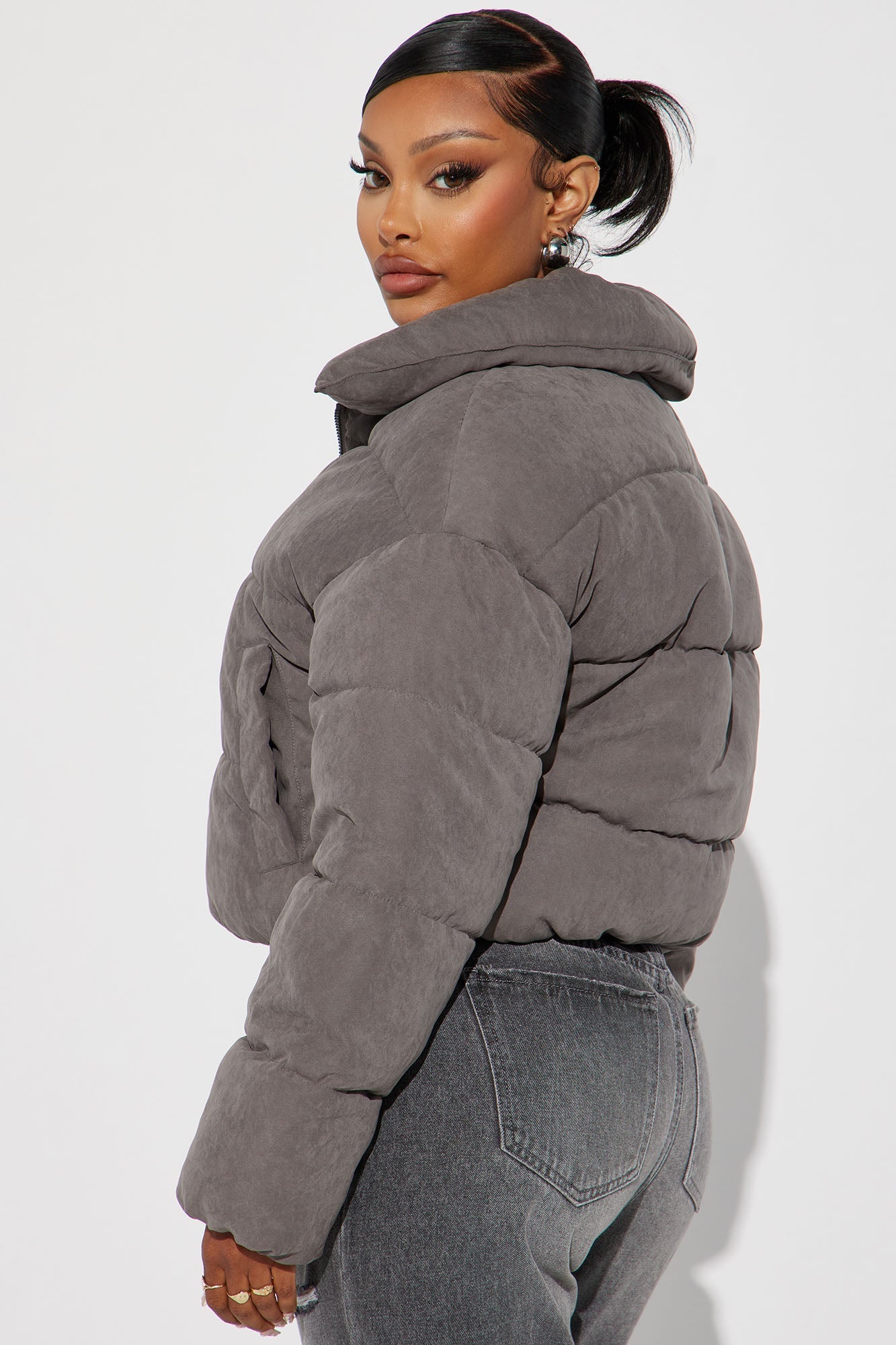 Too Hot To Handle Puffer Jacket - Grey