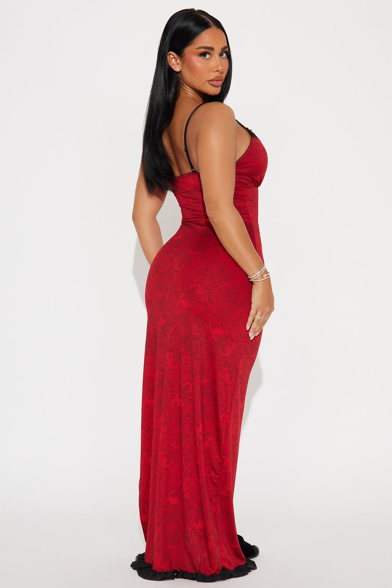 Hit The Snooze Maxi PJ Sleep Dress - Red/Black