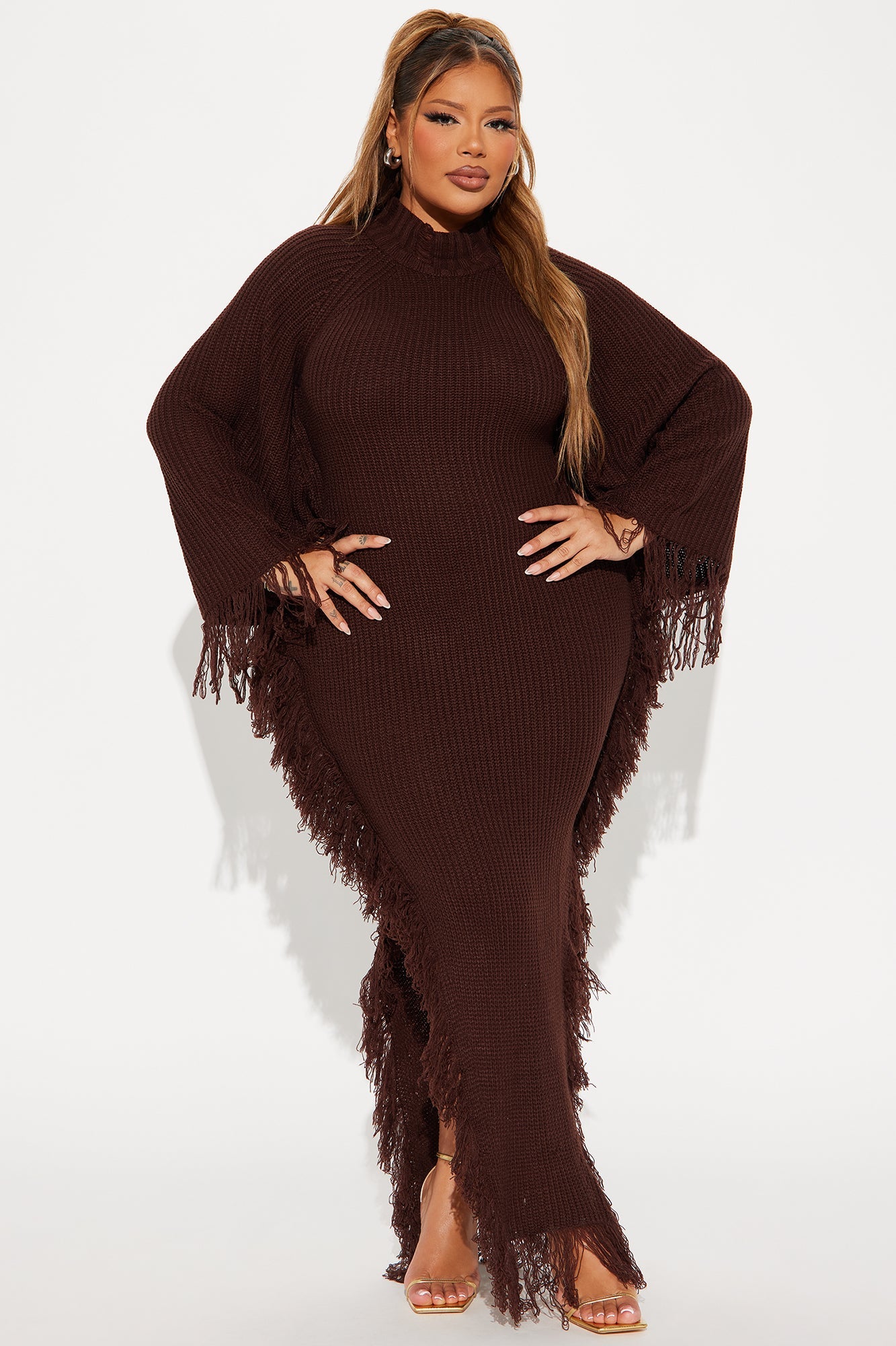 Venae Sweater Maxi Dress - Brown