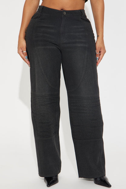 Race With Me Moto Straight Leg Pant - Black