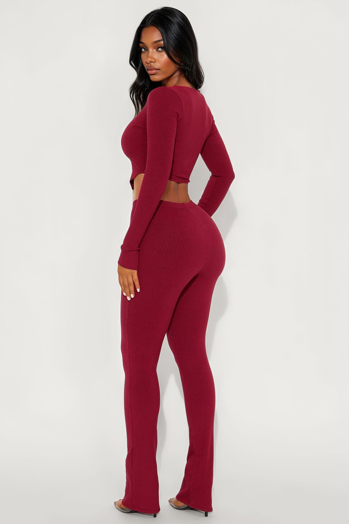 Kira Snatched Pant Set - Burgundy