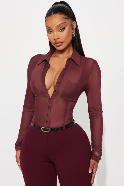 Ava Belted Jumpsuit - Burgundy