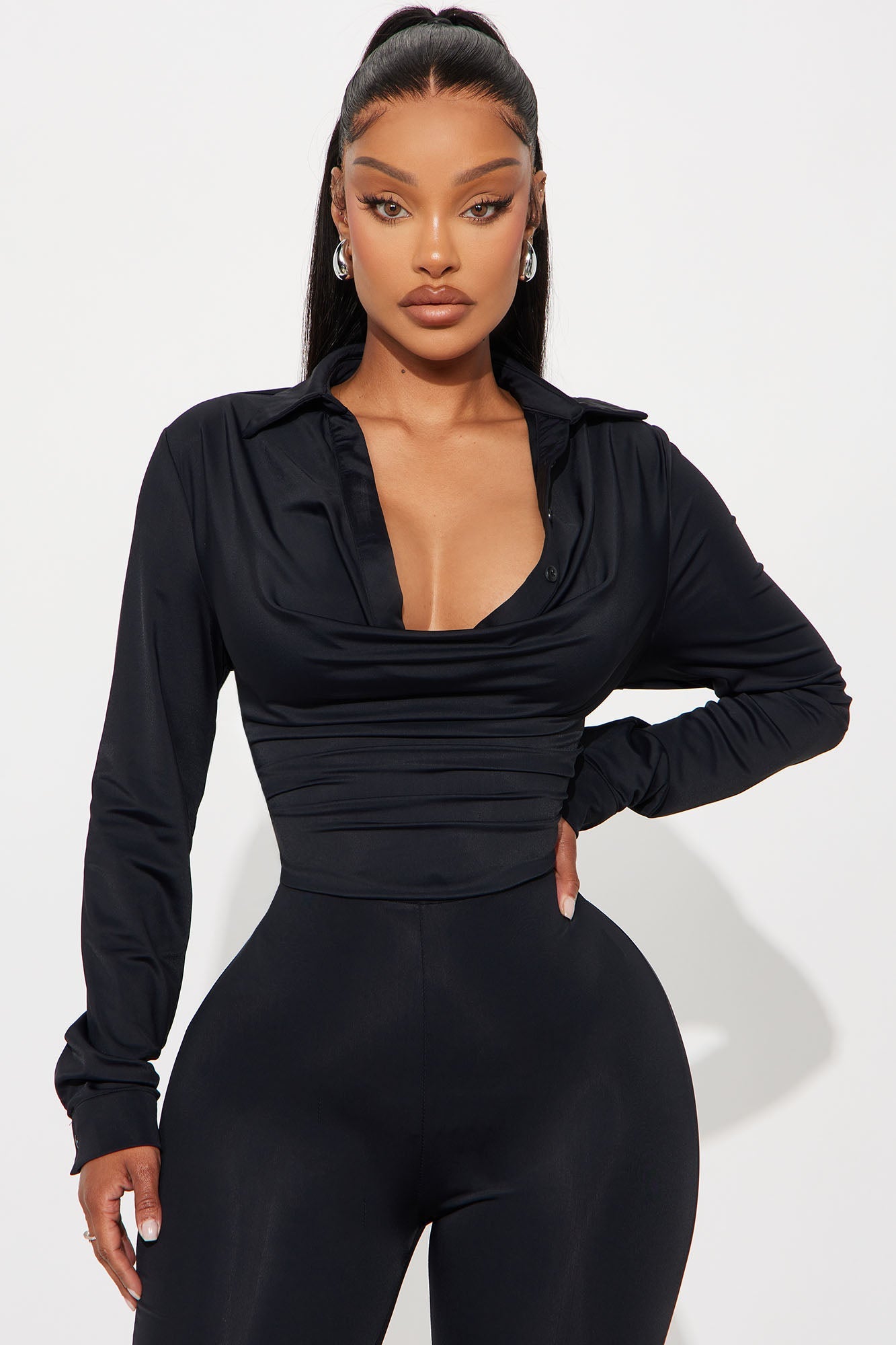 Claire Tricot Flare Jumpsuit - Black