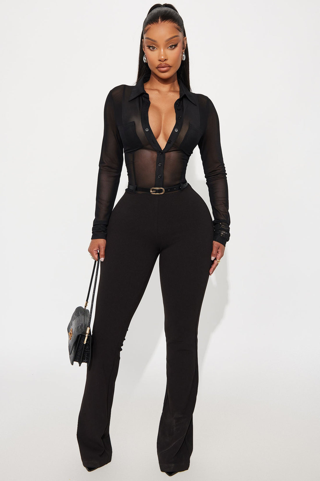 Ava Belted Jumpsuit - Black