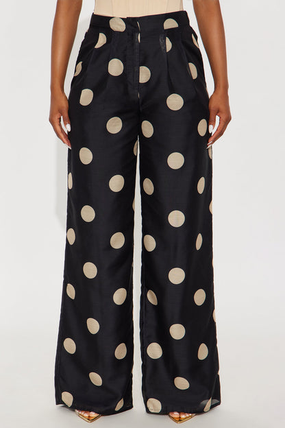 Missy High Rise Wide Leg Polka Dot Pant - Black/combo