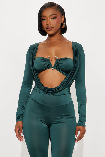 Sierra Long Sleeve Cowl Neck Jumpsuit - Hunter