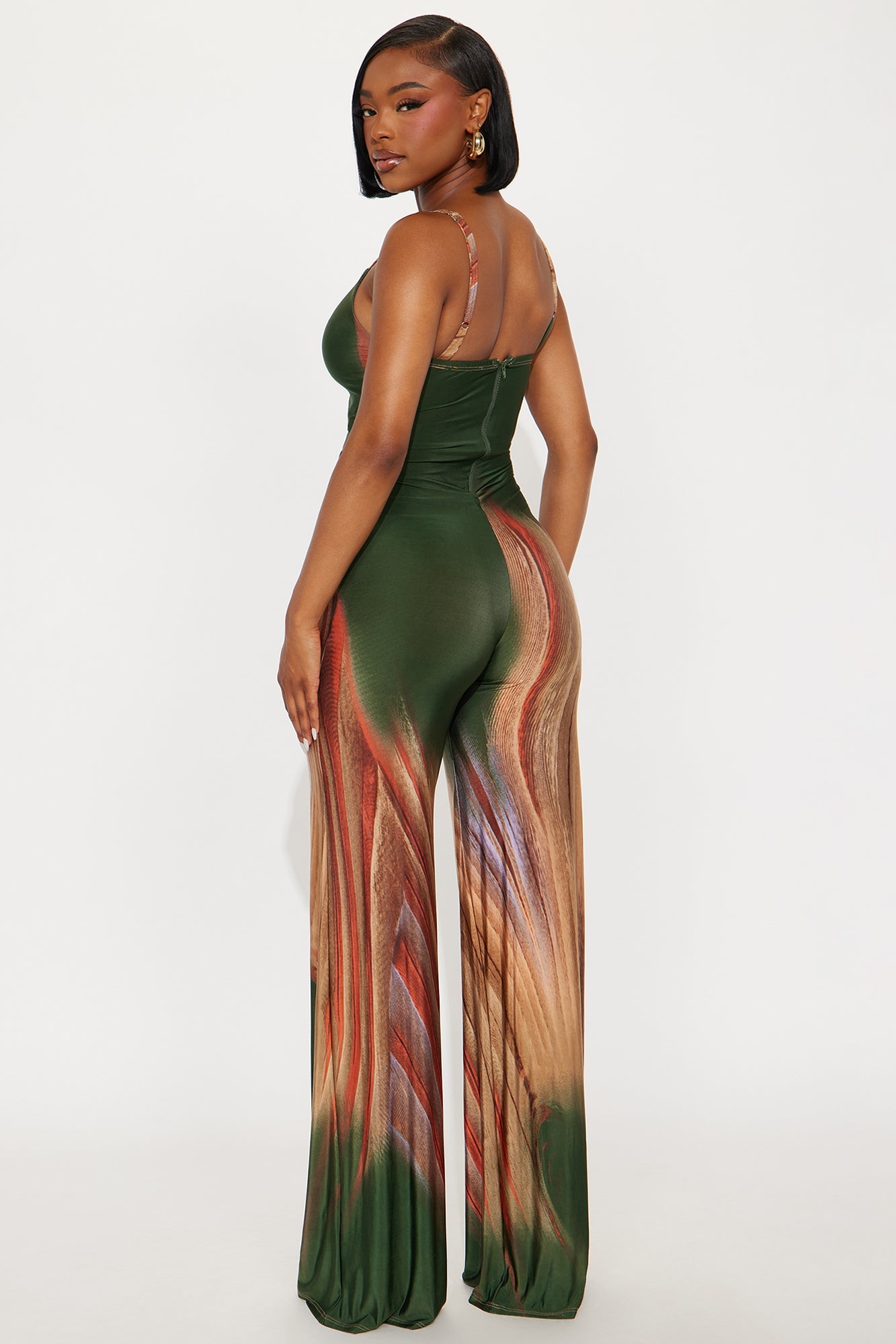 Baddie On Vacation Jumpsuit - Olive/combo