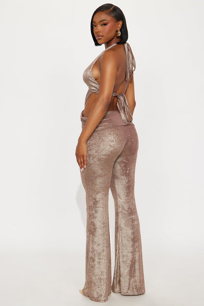 Romie Metallic Halter Jumpsuit - Mauve
