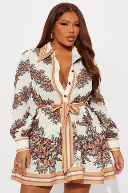 Garden Party Linen Mini Dress - Mocha
