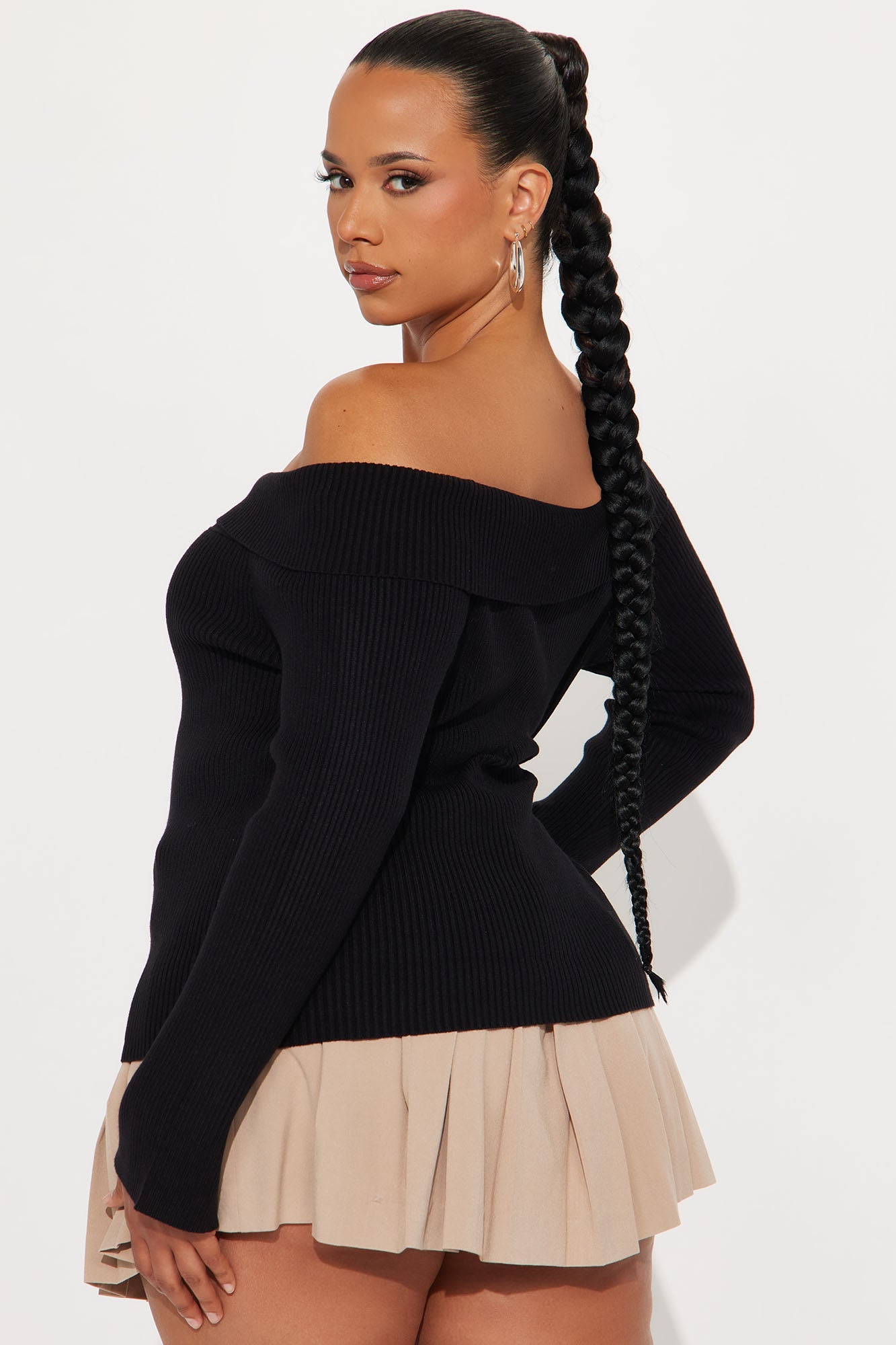 Make Time For Me Foldover Sweater - Black