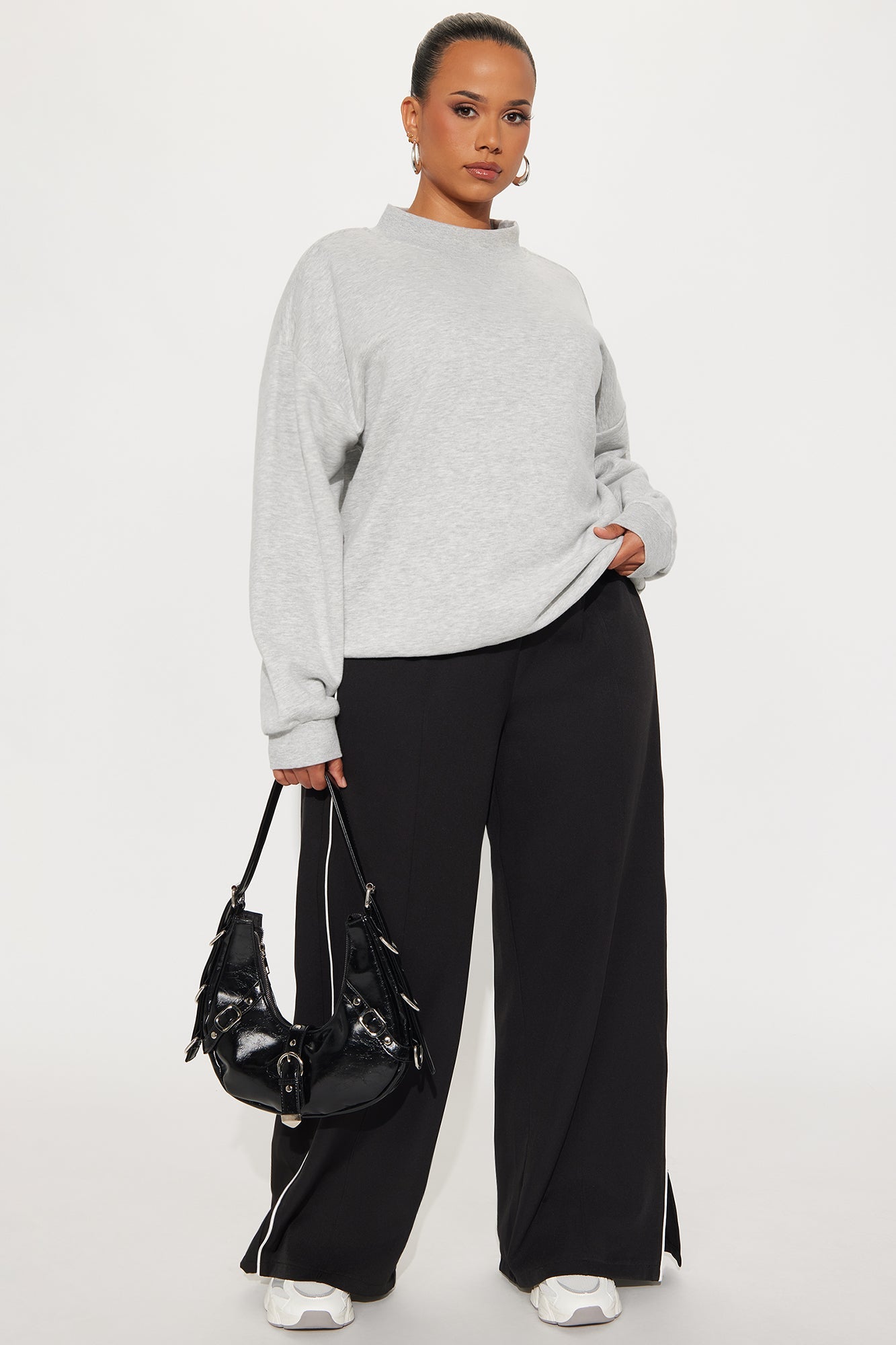 The Classic Mock Neck Sweatshirt - Heather Grey
