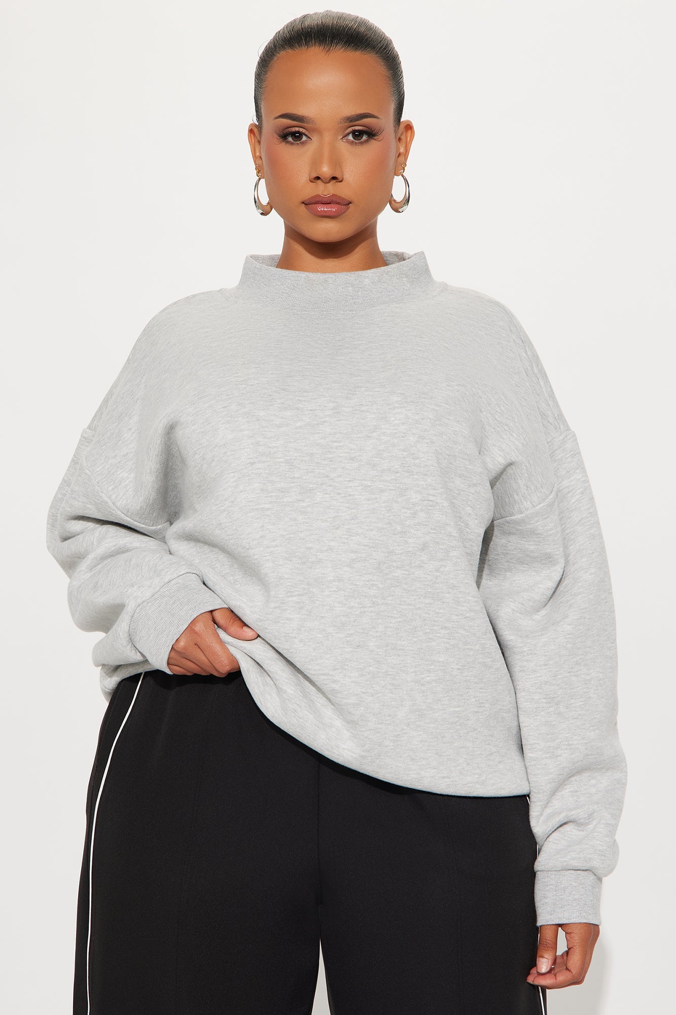 The Classic Mock Neck Sweatshirt - Heather Grey