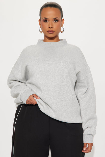 The Classic Mock Neck Sweatshirt - Heather Grey