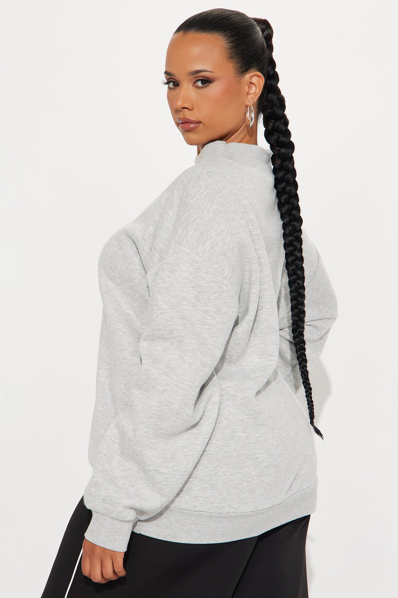 The Classic Mock Neck Sweatshirt - Heather Grey