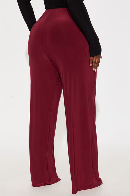 Kyandra Low Rise Wide Leg Pant 33 - Burgundy