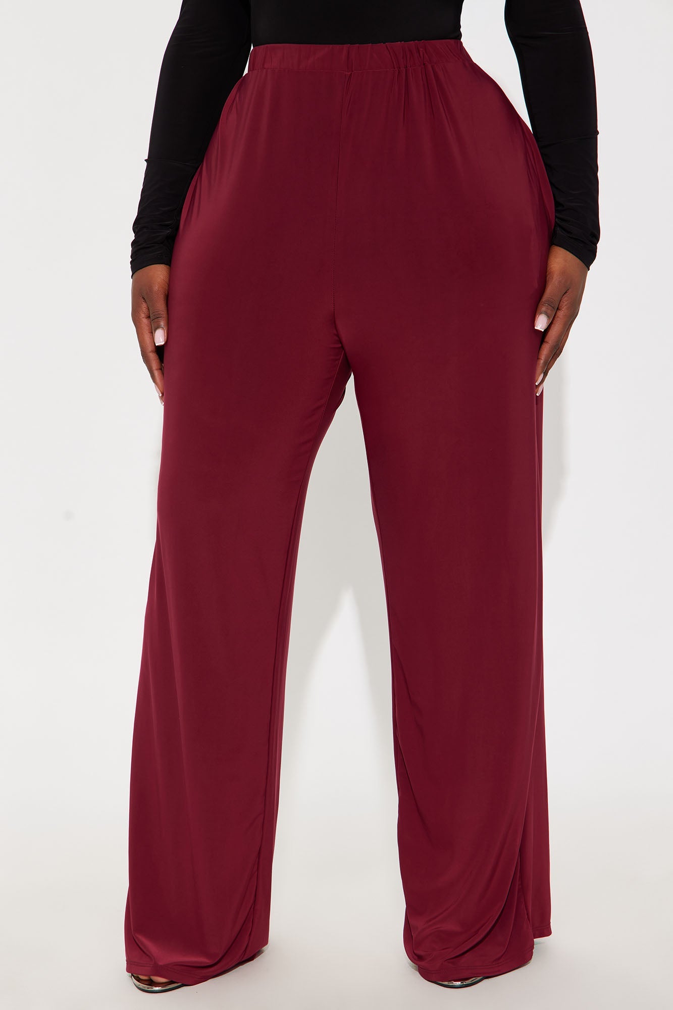 Kyandra Low Rise Wide Leg Pant 33 - Burgundy