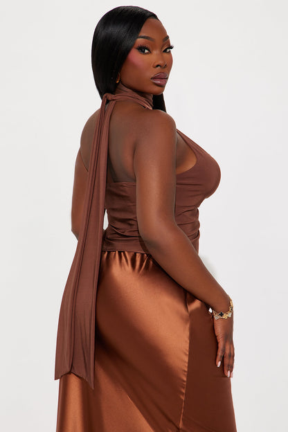 Lovisa Mock Neck Halter Top - Mocha
