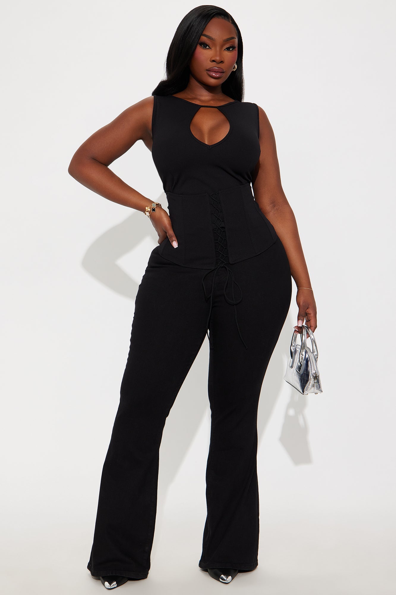 Muse Corset Waist Top - Black