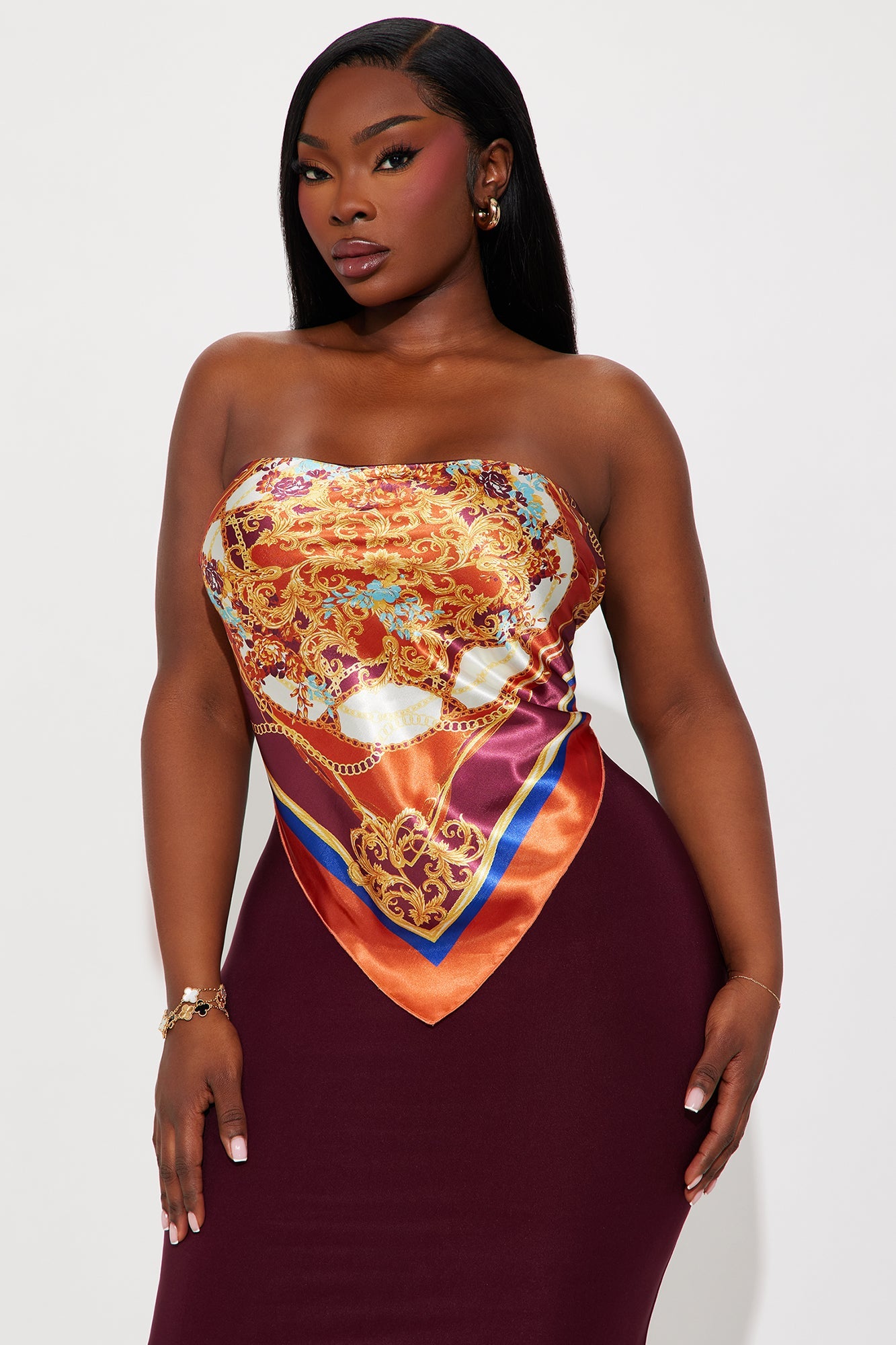 Amelia Satin Maxi Tube Dress - Burgundy