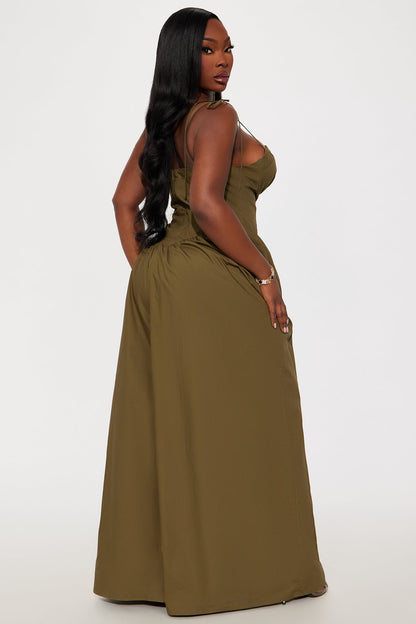 Lighter Than Air Poplin Jumpsuit - Olive