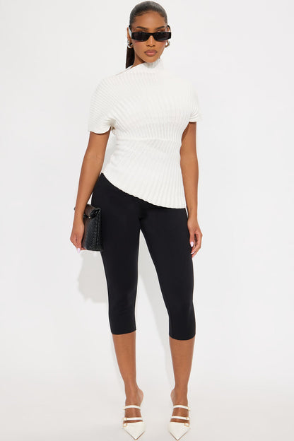 Aurora Mock Neck Sweater Top - White