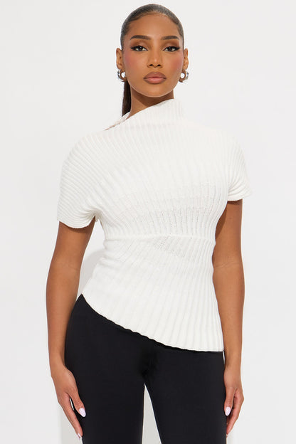 Aurora Mock Neck Sweater Top - White