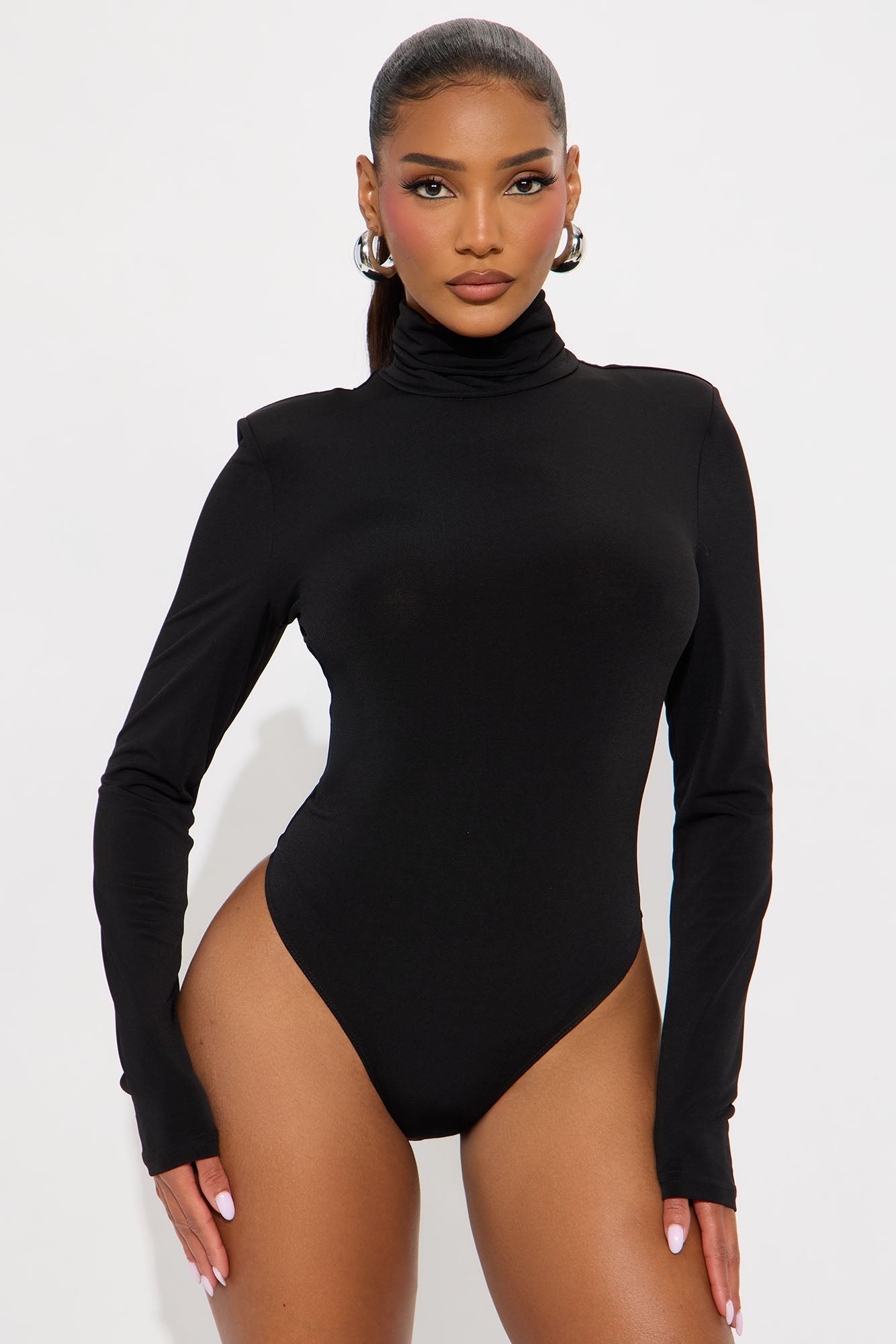 True Long Sleeve Turtle Neck Bodysuit - Black