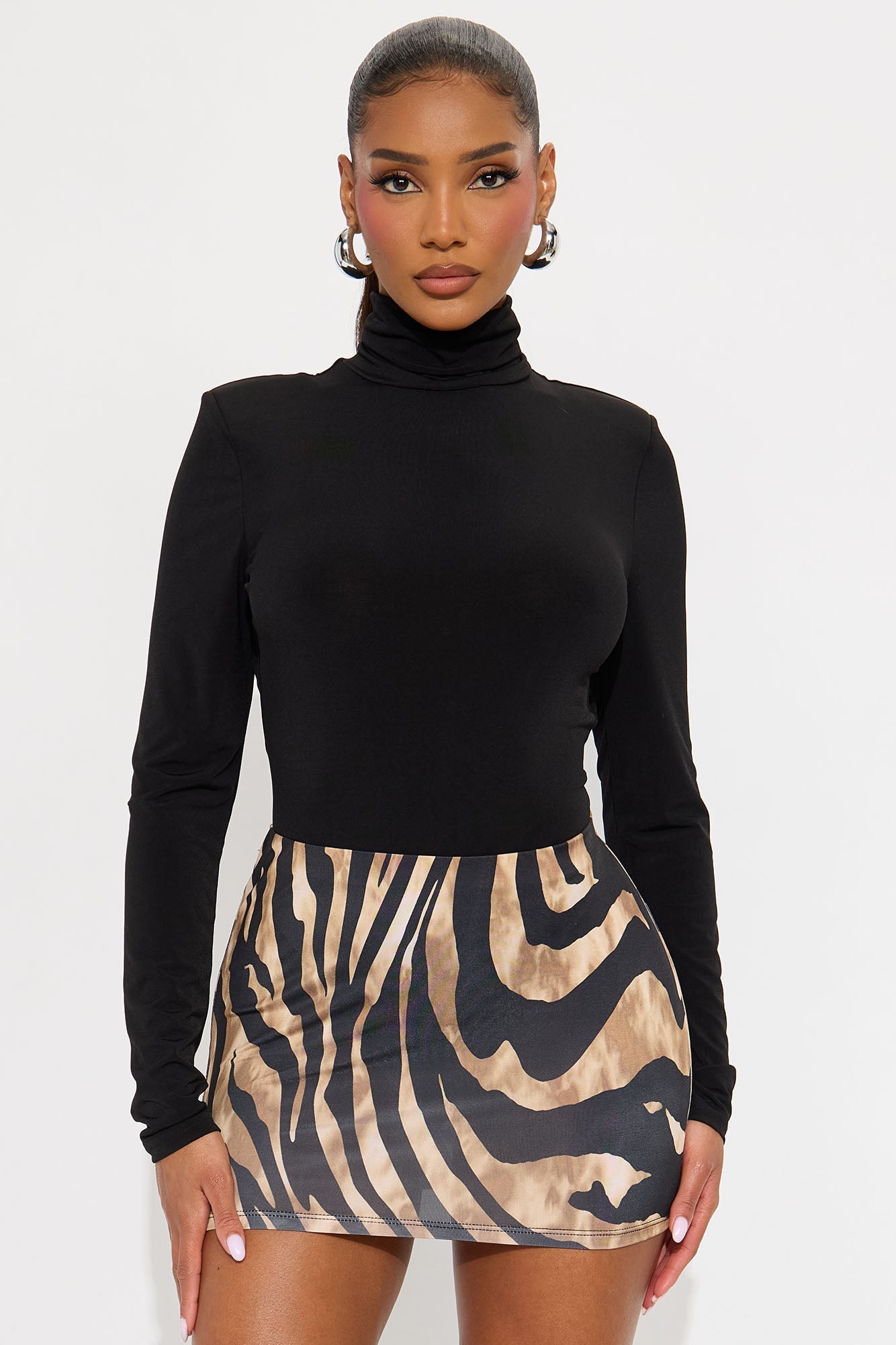 True Long Sleeve Turtle Neck Bodysuit - Black
