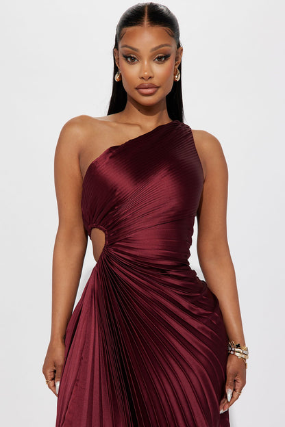 Belle Satin Maxi Dress - Wine