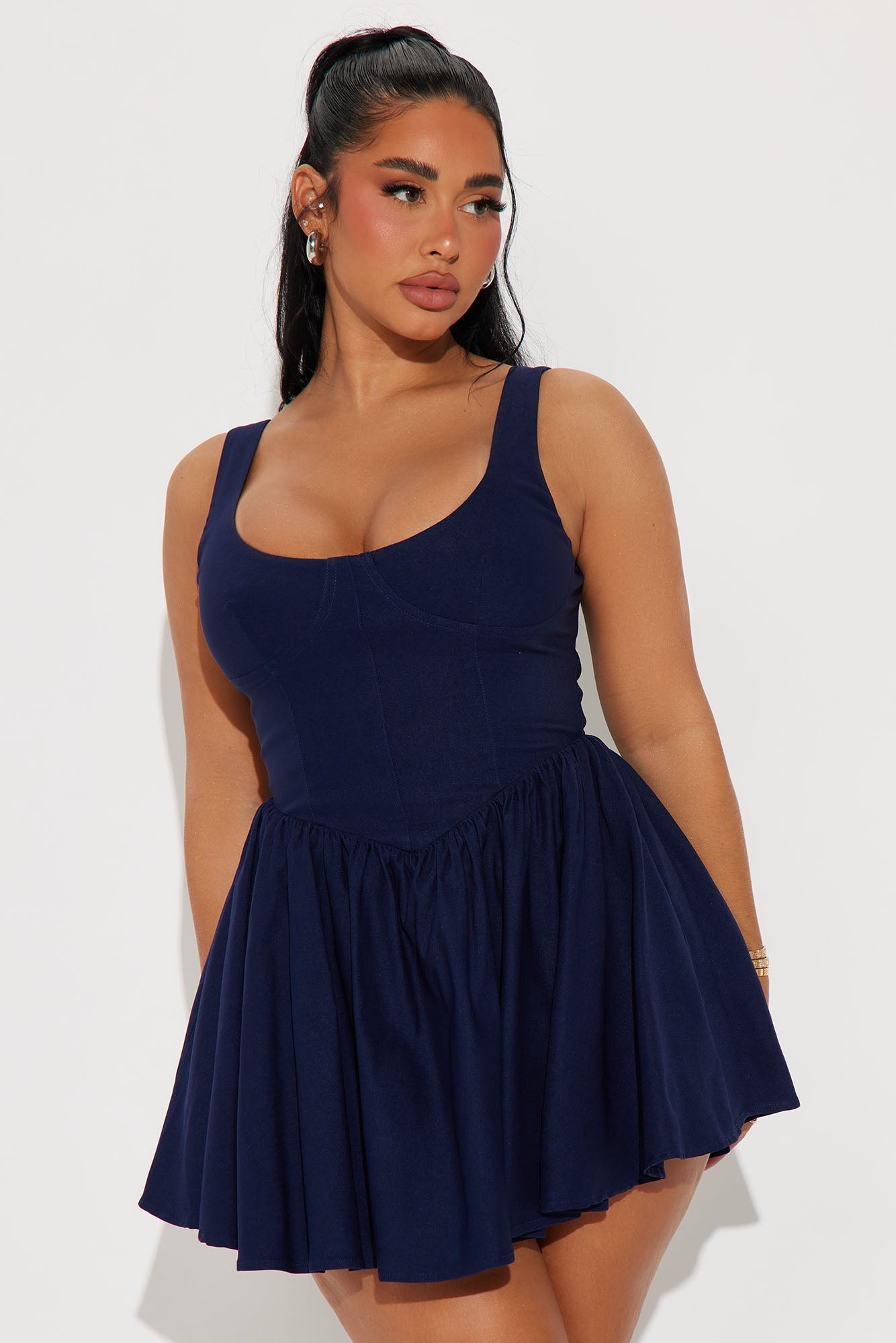 Valentine Twill Mini Dress - Navy