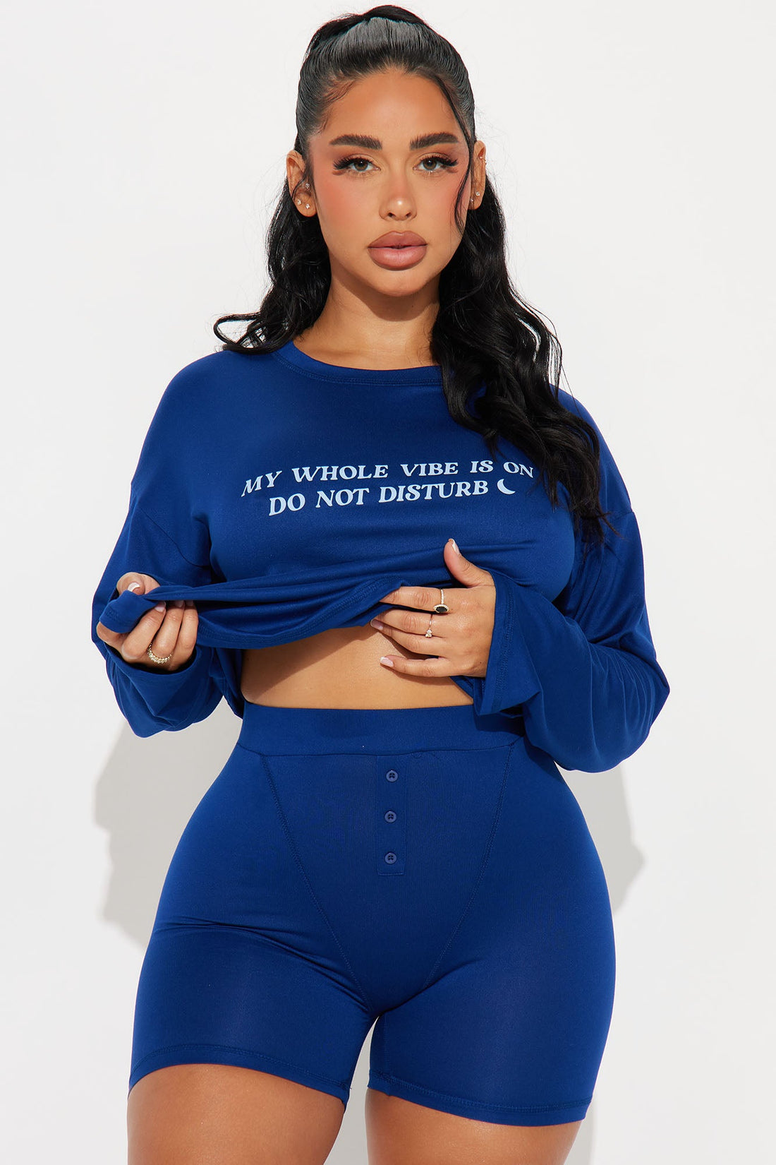 Do Not Disturb My Vibe PJ Boxer Short Set - Navy