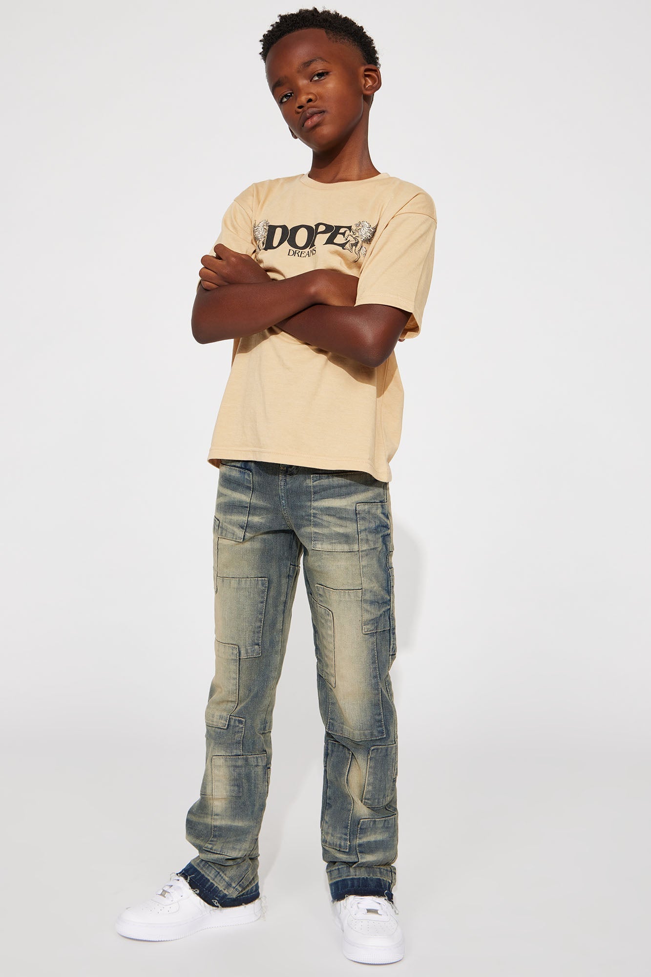 Mini Mosley Stacked Slim Flare Jeans - Medium Wash
