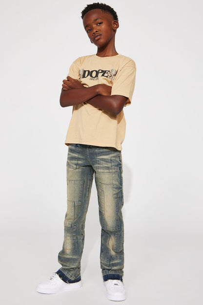 Mini Mosley Stacked Slim Flare Jeans - Medium Wash